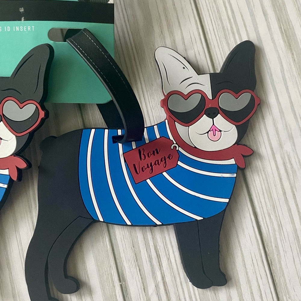 G FORCE Set of 2 French Bulldog BON VOYAGE Luggage Tags - Picture 2 of 3